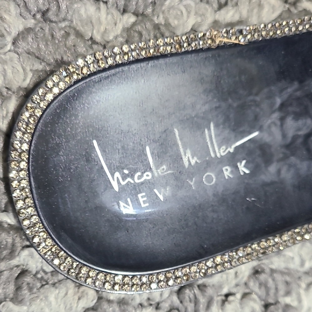 Nicole Miller Clear Gray Rhinestone Studded Jelly Slide Slip On Sandals Size 8 - Picture 3 of 7